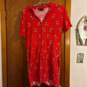 Micky Mouse red Button-Up romper from Cakeworthy with pockets!